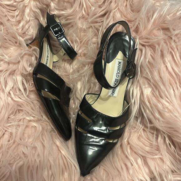 🎉 Manolo Blahnik classy black low heeled pointed shoes! Sz 36 - Picture 2 of 7